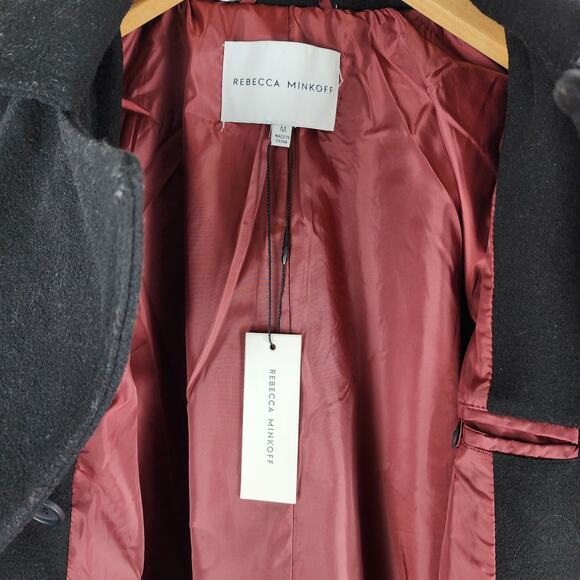 NEW Rebecca Minkoff Officers Double Breasted Wool Blend Coat Black Size M - Picture 9 of 11